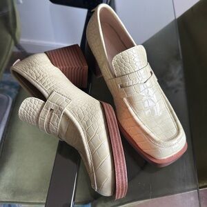 Urban Outfitters Croc-Embossed Block Heel Loafers - brand new